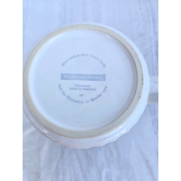 CorningWare NF Ribbed White Stoneware Mug 10 oz Microwave & Oven Safe - Picture 4 of 4